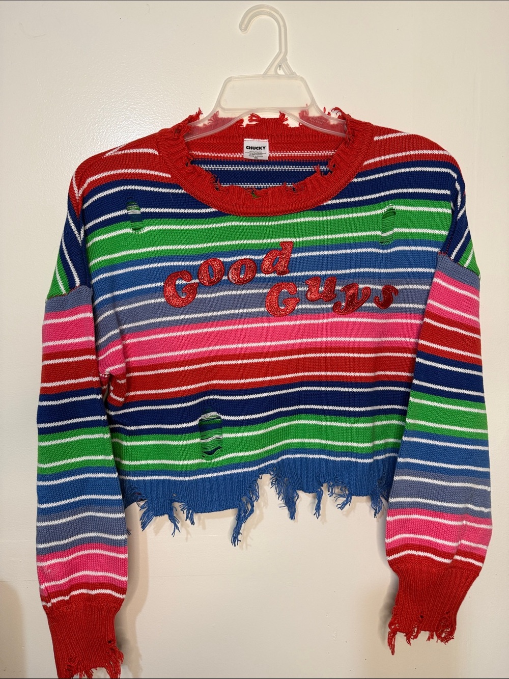 Chucky Good Guys Distressed Cropped Sweater XS Halloween Costume Top